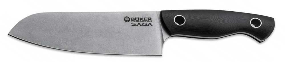 BKER Saga Santoku chefs knife G10 Stonewash