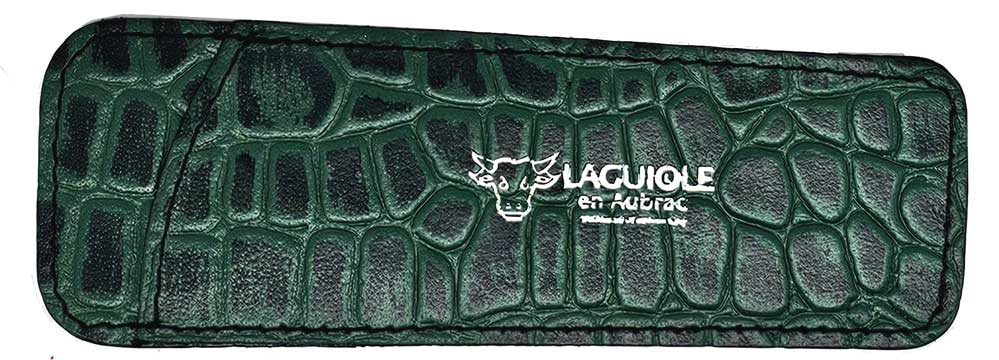 LAGUIOLE EN AUBRAC Clip-on case cowhide green crocodile look 13 cm x 4.5