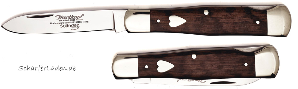 255 HARTKOPF Snakewood knife with heart engraving plate 1-piece