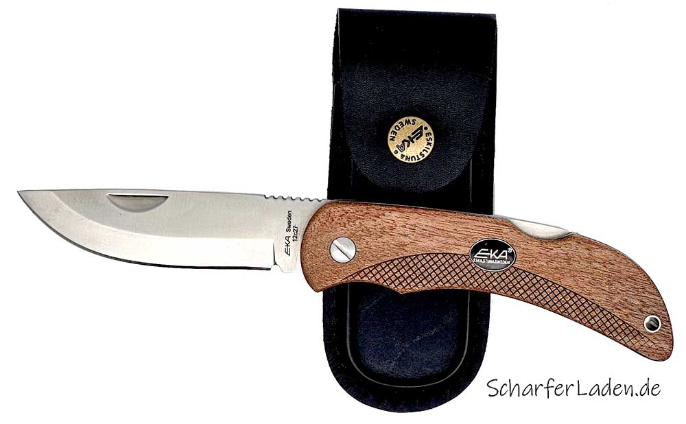 EKA Pocket knife Swede 10 Wood with leather case 2-piece
