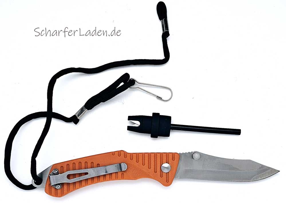 EKA Taschenmesser SWEDE 9 Orange mit Feuerstein Messerschrfer und Kordel 3-tlg.