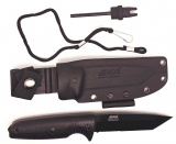EKA Tanto knife Nordic T12 Black with flint knife sharpener and cord 3-piece