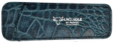 LAGUIOLE EN AUBRAC Stecketui Rindleder Blau Krokooptik 13 cm x 4,5