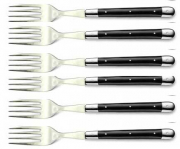 FORGE DE LAGUIOLE table fork horn black from the tip polished set of 6 pieces